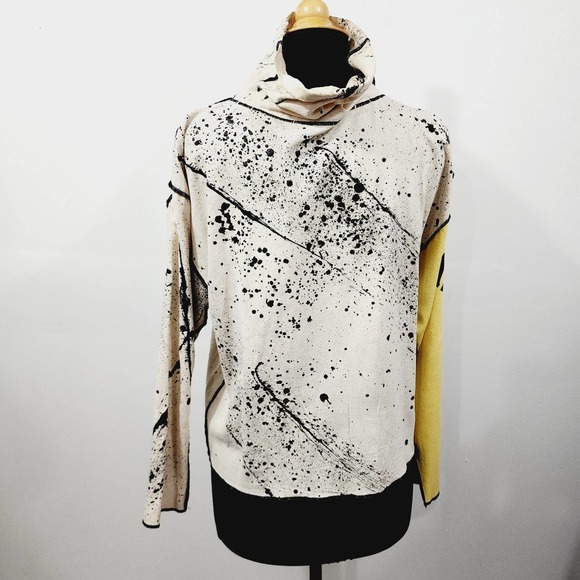 Vintage 90s Christine Gentry Hand painted Knit Mock Neck Top & Vest Set Size M - Picture 3 of 14